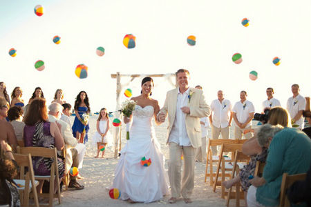beach ball wedding exit idea